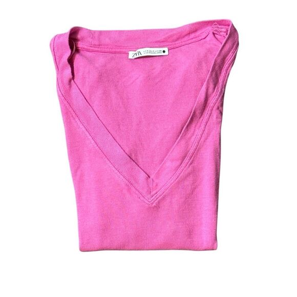Zara Pink V-Neck Women's Top - Picture 4 of 5